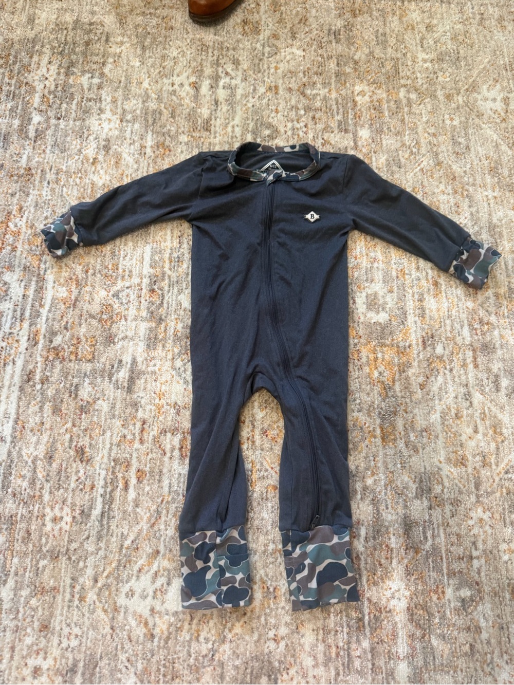BURLEBO  One-Piece Footie with Camouflage Trim